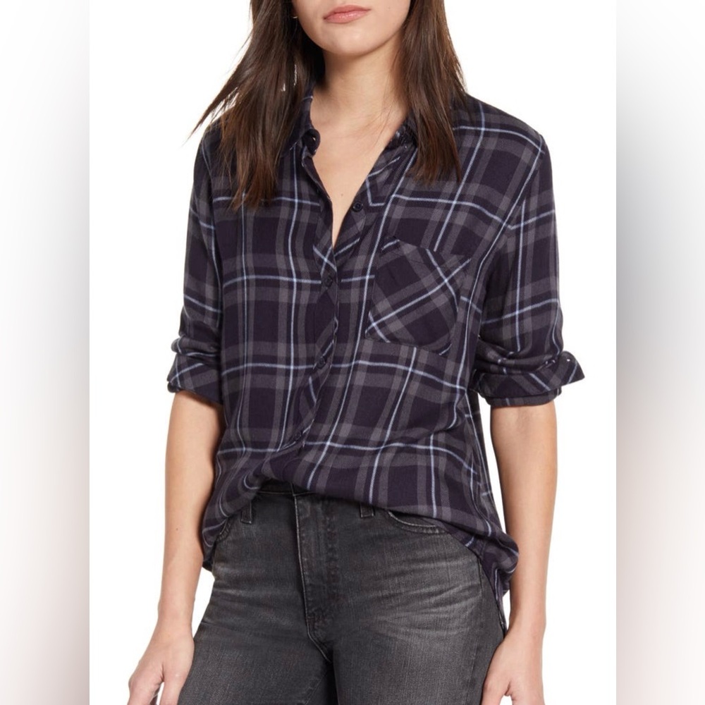 Rails Hunter plaid long sleeve button down in Grey Midnight Sky size M / medium
